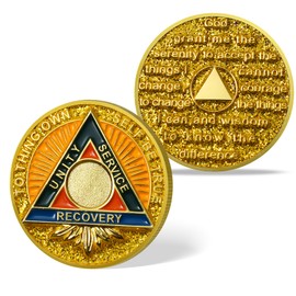 Triangle Sobriety Coin - NA/AA Recovery Chip Medallion with Serenity Prayer - Self Be True Narcotics Alcoholics Anonymous Token Gift for Sober Women & Men in Addiction Recovery