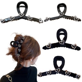 Claw Clips for Fine Hair Black - Aesthetic Girls Hair Accessories for Women Ladies Stylish Barrettes Large Headwear Styling 2408