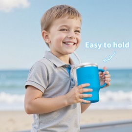 Bella's Friends Handy Mini Tumbler – Adorable 9 oz Toddler Sippy Cup, Stainless Interior & Silicone Body, Leak‑Proof, Dishwasher Safe, Gift for 1-3 Years Old Girls&Boys, 2 Pack, Azure Blue&Seafoam
