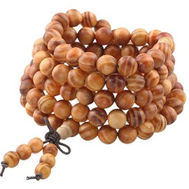KYEYGWO 108 Natural Wood 6 mm / 8 mm Mala Beads Bracelet for Men and Women Meditation Prayer Wrap Bracelets Tibetan Buddhist Stretch Bracelets Necklace, NA
