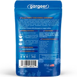 Gargeer 4oz Hermit Crab Mineral Supplement. Using Premium Ingredients ONLY, You Will Now Promote Optimal Growth, Exoskeleton Formation, and Support The Molting Process. Enjoy!