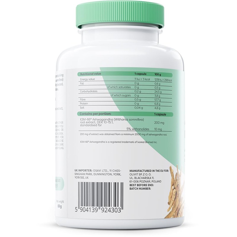 Osavi Ashwagandha KSM-66, 200mg - 180 vegan caps