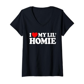 Womens I Love My Lil' Homie V-Neck T-Shirt