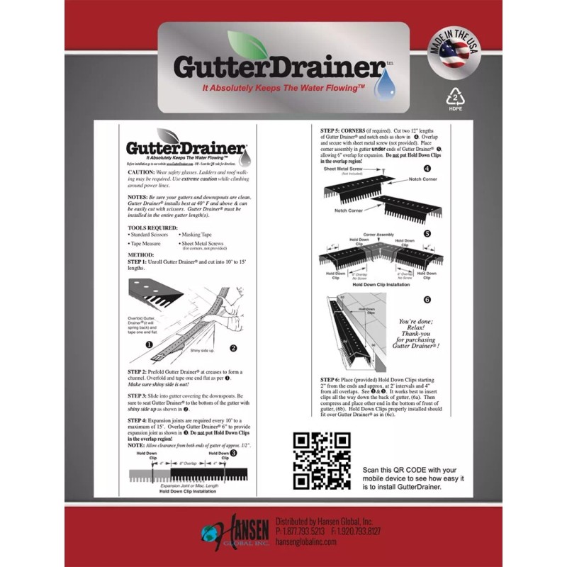 Gutter Drainer 25 Feet | Gutter Guards | Leaf Filter