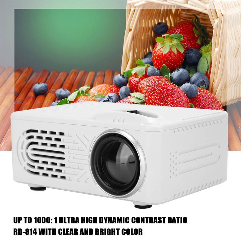 814 Mini Poratble Projector White Housedhold Projector 1080P Support for