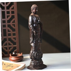 Artibetter Golden Toad Ornament Desktop Decor Outdoor Decor Vintage Decor Standing Buddha Statue Antique Buddha Figurine Laughing Buddha Figure Wooden Buddha Figure Small Buddha Statue