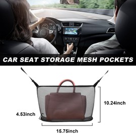 Augeny Car Net Pocket Handbag Holder, Large Capacity Auto Seat Back Mesh Pocket Organizer, Vehicle Driver Storage Netting Pouch for Purse, Document, Barrier of Backseat Pet Kid (Black, Normal)