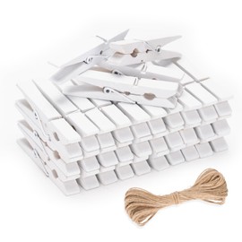 jijAcraft 7.2CM White Wooden Pegs 50PCS: Clothes Pegs for Washing Line Wooden Washing Peg Strong Laundry Peg for Arts and DIY Crafts Hanging Photo Socks Baby Clothes