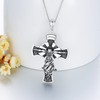 SIMONLY Crucifix Rose Pendant Necklace Sterling Silver Jesus Christ Crucifix