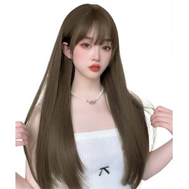 ORSUNCER Wigs Long Straight Natural Full Wigs Long Hair Wig Women Fashion Daily Use Ash Brown With Net/Comb