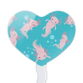 GRAPHICS & MORE Cute Axolotl Mexican Walking Fish Heart Love Cupcake Picks Toppers Decoration Set of 6