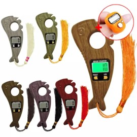 (디지털 염주 계수기 D타입 1개 + 손가락 계수기 1개) LED 이슬람 기도 비즈 탈리 불교 전자 염주 108배 [브라운 1개] (Digital Prayer Bead Counter Type D 1pc + Finger Counter 1pc) LED Islamic Prayer Beads Tally Buddhist Electronic Beads 108 Times [Brown 1pc]