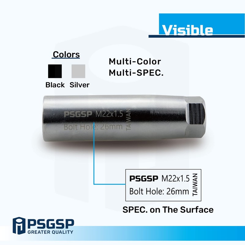 PSGSP Wheel Centering Tool Pair Frosted Chrome with M22x1.5 Internal