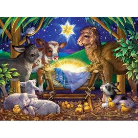 Vermont Christmas Company A Child is Born Jigsaw Puzzle for Adults & Families - 550-Piece Christmas Jigsaw Puzzles for Adults with Randomly Shaped Pieces - Fully Interlocking Puzzles (24" x 18")
