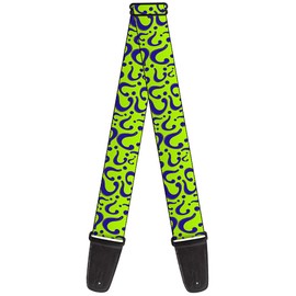 Buckle-Down Guitar Strap - Question Mark Scattered Lime Green/Purple - 2" Wide - 29-54" Length