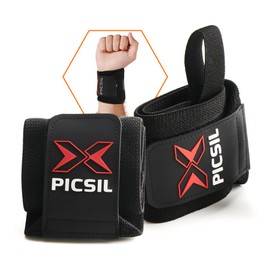 PICSIL Wrist Guards for Course Training, Strong Wrist Support with Thumb Loop, Flexible Stretch Cotton Band, Ideal for Weightlifting, Boxing, Training (Black)