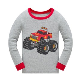 Little Boys Pajamas for Toddler Clothes Set Monster Truck Sleepwear Long Sleeve 100% Cotton 2 Piece Kids Pjs Size 4t