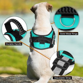 Service Dog Vest Harness + 50 ADA Information Cards + 4 Dog Patches, Animire Reflective Emotional Support Dog Vest with Sturdy Handle for Small, Medium, Large Dogs