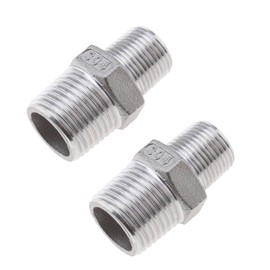 The Lord of the Tools 2 x Double Nipple Reduced 1/2 to 3/8 Thread Fitting Reducing Double Nipple 304 Stainless Steel Adapter for Water Pipe etc.