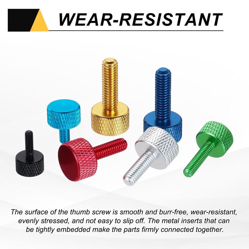 sourcing map 5 Pcs M5x12mm Flat Head Knurled Thumb Screws,
