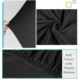 Caijin Bed Headboard Cover/Cover, Stretch Bed Headboard Protective Cover, Dustproof Protective Cover for Padded Bedroom Headboard, Velvet Fabric (180-200 cm, Black)