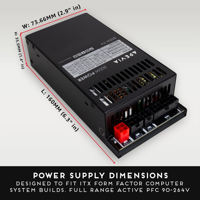 Apevia ITX-PFC500W Mini ITX/Flex ATX / 1U 500W Fully Modular