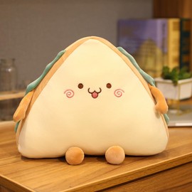 Tikwisdom Sandwich plush toys, creative sandwich pillow, cartoon simulation food soft bread toys, children's birthday, high 32cm (Style 1)