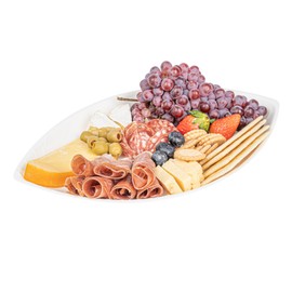 Restaurantware Pulp Safe 14 x 9.3 Inch Sugarcane Food Trays, 25 No PFAS Added Microwavable Food Trays - Home Compostable, Heavy-Duty, White Bagasse Serving Trays For Parties, BPI-Certified