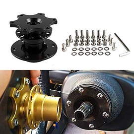 Quick Release Adapter Car Steering Wheel - Universal Car Quick Release Snap Off Steering Wheel Boss Hub Kit for Race/Rally/Motorsport (Black)