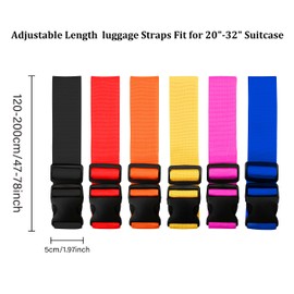 2 Pack Suitcase Straps, Bright Color Adjustable Luggage Belts, TSA Approved (Yellow)