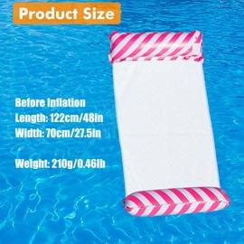 TUXUNQING Inflatable Swimming Bed, Striped Inflatable Water Hammock, Air Mattress Pool, 4 in 1 Air Mattresses. Suitable for Swimming Pool, Adults and Children, Inflatable Hammock (Pink)
