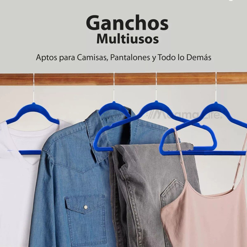 Magma Life 50 Ganchos para Ropa de Terciopelo, Gancho Plateado