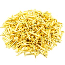 300pcs Small Tiny Nails 1.2 x 6mm,Round Hardware Mini Nails, for Wood DIY Decorative, Pictures Frames Hanging, Household Accessories, Outdoor Crafts, Brass Tone,0.05 x 0.24inch/6mm