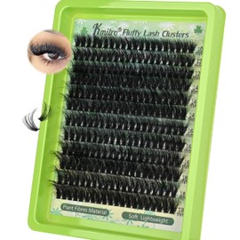 Kmilro Fluffy Lash Clusters 10-18mm Long 100D Thick Cluster Eyelash Extensions Waterproof D Curl Volume Eyelash Clusters 240Pcs Individual Lashes Soft Wispy False Eyelashes DIY Lash Extension