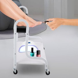 Beauty Salon Trolley Pedicure Cart with Wheels, Foot Bath Trolley Manicure Foot Rest Portable Esthetician Trolley Cart Nail Or Foot Bath Beauty Salon for Foot Rest Pedicure Massage (Black, White)