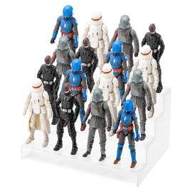 Action Figure Risers Stand for Display, Riser Shelf With Pegs, Support Holder Base, Toy Organizer Stand, Compatible With 6 Inch Star Was Black Series Figures, Clear 4 Tiers