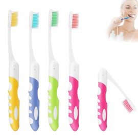 Reisezahnbürsten-Set, 4 Stück Reise-Zahnbürsten, tragbar und faltbar, weiche Borsten, für Reisen und Camping (Grün, Rosa, Gelb, Blau)