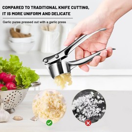 PROPOG Garlic Press, Stainless Steel, Dishwasher Safe, Garlic Press, Garlic Chopper, Garlic Peeler, Kitchen Gadget, Easy Cleaning Press Household