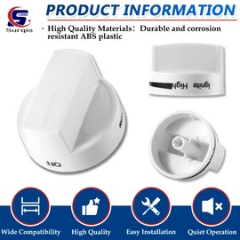 WPW10339443 Gas Stove Knobs(4 Pack), Cooktop Surface Burner Control Knobs Replacement, Fit for Whirl-Pool Gas Range/Stove/Oven, Replaces AP6019878, W10339443, WP10339443, PS11753189 - White