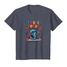 Three Today, Cool Everyday - 3rd Birthday Superhero Gift T-Shirt, Youth, Heather Blue
