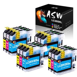 LC203 LC201 Color Ink Cartridges 12 Pack Replacement for Brother LC 203 XL LC201CL Ink for use with MFC-J480DW MFC-J880DW MFC-J4420DW MFC-J680DW MFC-J885DW (4 Cyan, 4 Magenta, 4 Yellow, 12 Pack)