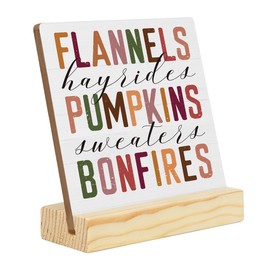 Fall Decor for Home Fall Pumpkin Decorations Rustic Autumn Thankful Decorations Wooden Acrylic Farmhouse Autumn Thankful Wood Acrylic Sign 4 x 4 inches (Wood 1907)