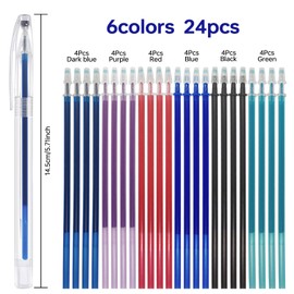 Dinggaogao 6 Heat Erase Pens Fabric Markers with 24Refills, Fabric Markers are Suitable forquilting Supplies, Sewing Supplies,Embroidery Tools