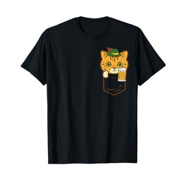 Pocket Cat Oktoberfest Hat Bavarian Kitten German Men Women T-Shirt