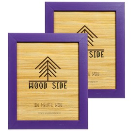 8.5 x 11 Wooden Rustic Picture Frames - Set of 2 for Diploma Documents and Certificates Wall Mount and Tabletop - Natural Wood Photo Frame - Purple