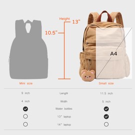 Phaoullzon Small Canvas Backpack for Women, Girls Aesthetic Backpacks Vintage Bookbag,Dark Orange