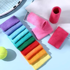 Lenwen 24 Pcs 4 Inch Wrist Sweatbands Sports Wristband for Men Women Cotton Elastic ...