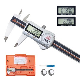 Digital Caliper, IP67 Caliper Coolant/Water/Dust Proof 0-6"/0.0005" Stainless Steel Micrometer, Precise ±0.001mm, Large LCD Display, Inch/MM Conversion, Digital Caliper Storage Case Included