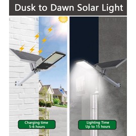 Solar Street Flood Lights Outdoor,SUSVQLXG 6500K Motion Sensor Commercial Parking Lot Dusk to Dawn IP65 Security Light for Driveway Stadium Garden Basketball Court