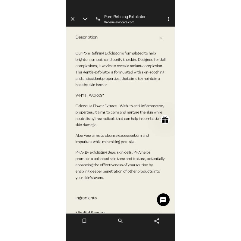 Flanerie Water Lily PHA Pore Refining Exfoliator 1.52 oz Sealed